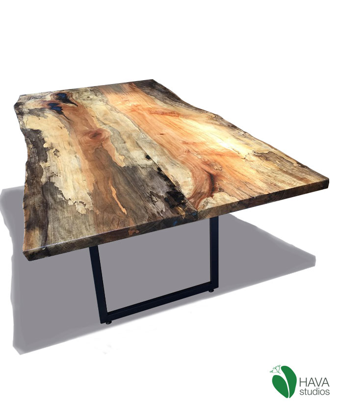 Spalted sycamore desk with EcoPoxy FlowCast Liquid Plastic resin fill